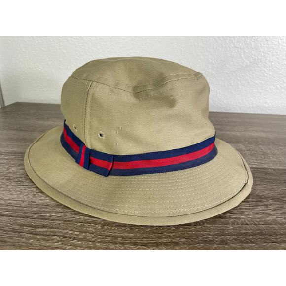 Town Talk Golf Classic Bucket Hat Khaki Red Stripe Made in USA One Size - Picture 5 of 12
